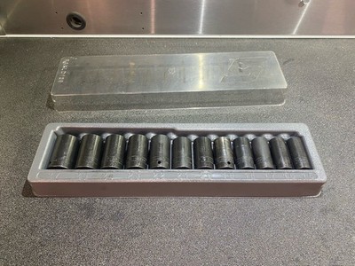 Snap on 312IMMS  1/2'' Drive 6-Point Semi Deep Impact Socket Set 15-25 &27 mm
