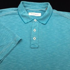 Tommy Bahama TECH Polo Shirt -L- TEAL Performance EMBROIDERED Marlin Modal GOLF