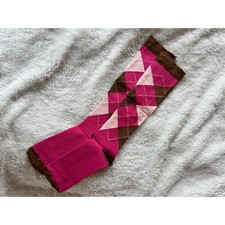 Pink Brown Argyle Knee High Socks Tall Preppy Y2K Dark Academia S M