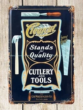  reproduction signs Clearcut Cutlery and Tools metal tin sign
