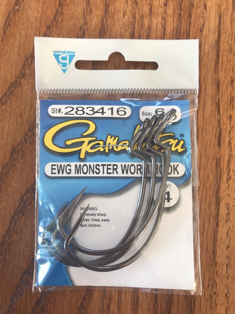 Gamakatsu EWG Rockfish Worm Hook - Extra Wide Gap Hook Size 1/0 For Heavy Sinkers & Large Fish