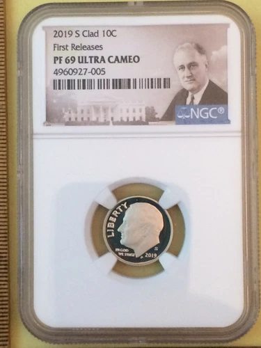 NGC PF69 Ultra Cameo 2019-S Roosevelt Dime (clad) First Releases Portrait Label