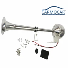 12v Stainless Steel Single Trumpet Air Horn 390mm Fits For Marine Truck Car Boat