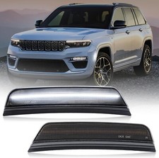 2xwhite Led Smoke Lens Front Side Marker Light For 22-24 Jeep Grand Cherokeewl