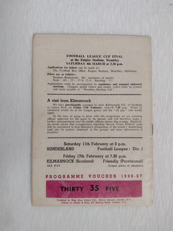 1967 West Ham United v West Bromwich Albion 8th Feb League Cup Semi Final - Image 4 of 4