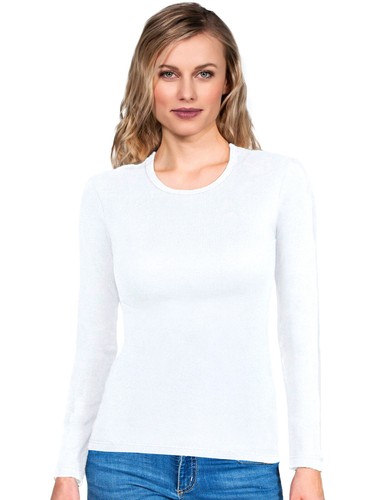 Maglia Intima da Donna in 100% PURO COTONE Manica Lunga Maglietta Sottogiacca - Foto 7 di 11