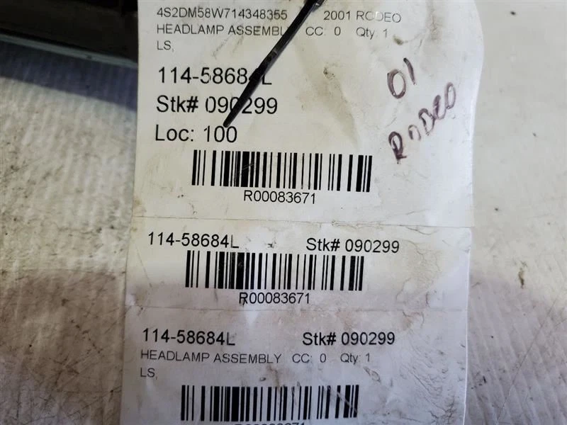 2000-2002, Isuzu Rodeo, LS, Driver Left Headlight, Part Number:8-97208-427-3 - Image 3 of 3