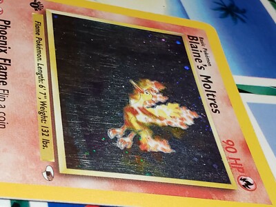 Blaine's Moltres 1st Edition (1/132) NM, Gym Heroes Holo Rare Pokémon Card 