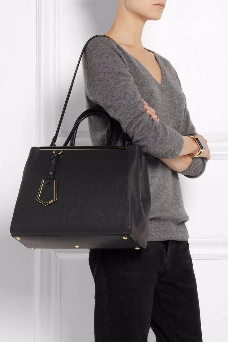 BRAND NEW Fendi 2Jours Handbag Black Leather Medium Size