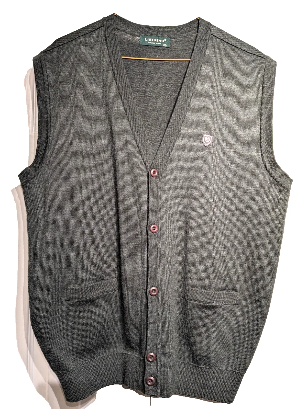 Liberino Italian Mode Mens Sz: XL (105/110) Charcoal Gray Button Cardigan Vest