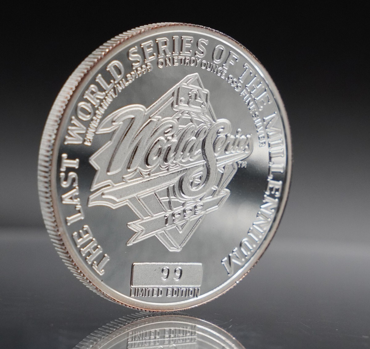 1999 New York World Series American League Baseball 1oz 999 Silver