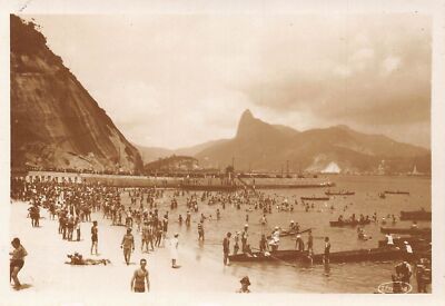 L249 Brazil Balneario da Urca Praia de banhos Copacabana vintage postcard