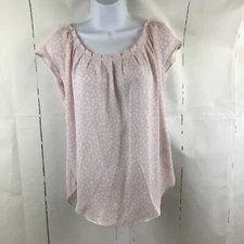 LC Lauren Conrad Women’s Pale Pink/White Pleat Neck Top Sz. M NWT