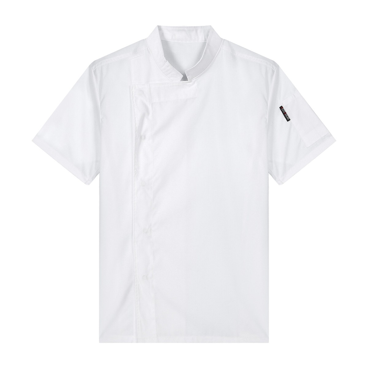 Men Short Sleeve Classic Chef Jacket Solid Color Work Shirts