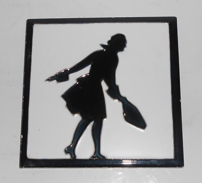 VINTAGE American Art Pottery Black/White Colonial Man Tile