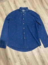 Kenzo Paris Casual Fit Blue Rose Monogram Button-Down Shirt Size L