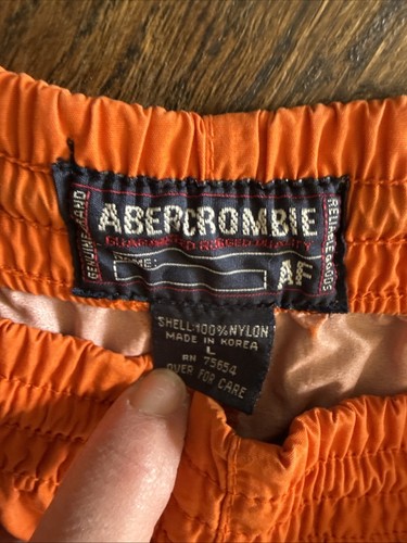 VINTAGE Abercrombie Fitch Pants Mens Large Orange Paratrooper Rave Skater Nylon - Picture 6 of 11