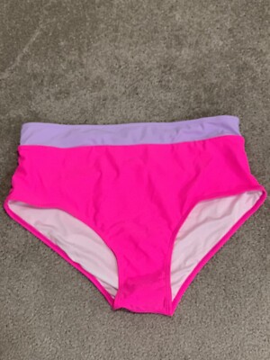 Bikini Tankini Swimsuit Bottom Women s 14W Colorblock Hot Pink Purple Bright
