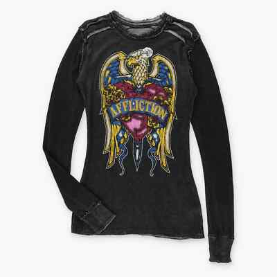 Vintage AFFLICTION ''Live Fast'' Eagle Sacred Heart Y2K Long Sleeve T-Shirt (L)