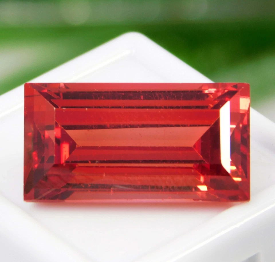 Natural 24.10 Ct Spessartite Orange Peach Garnet Baguette Cut Certified Gemstone - Image 3 of 4