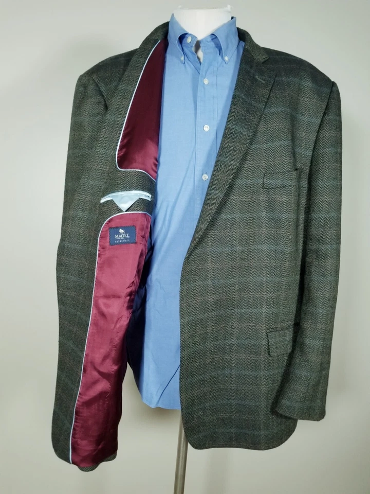 Chaqueta Blazer Abrigo Deportivo 56R Portly MAGEE Verde Naranja Azul Rosa Tweed a Cuadros Foto 2 de 4