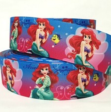 GROSGRAIN RIBBON 5/8", 7/8", 1.5" 3" LITTLE MERMAID 777 PRINTED USA SELLER