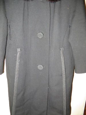 Joseph Palanker Son Women Black Mink Collar Wool Swing Duffle Coat