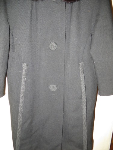 Joseph Palanker Son Women Black Mink Collar Wool Swing Duffle Coat Jacket Large - Picture 5 of 11