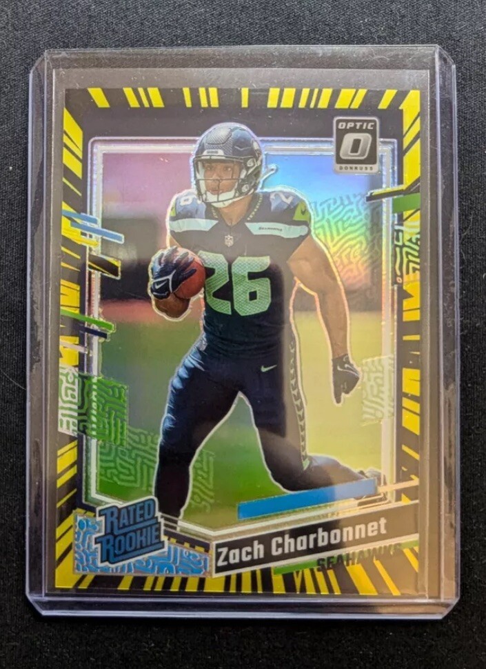 2023 Donruss Optic Zach Charbonnet Rated Rookie Electricity /69 RC #294 Seahawks