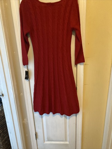 Ronni Nicole Size Medium Red Sweater Pencil Dress NWT V-Neck Mid-legs - Picture 7 of 11