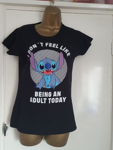 Lilo & Stitch T-Shirt, lustiges Tshirt, lustiger Spruch T-Shirt schwarz Größe Small Bx27