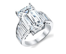 Crystal Clear White Emerald  Baguette Cut 12.63CT Cubic Zirconia Solitaire Ring
