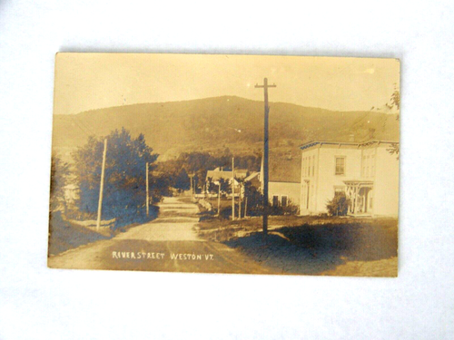 Weston Vermont VT RPPC Real Photo River Street View Homes - Picture 2 of 3