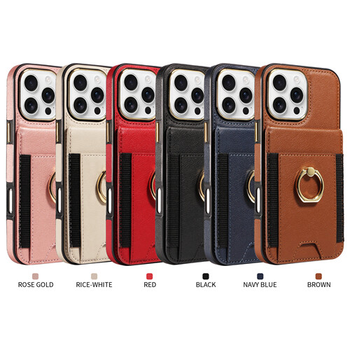 Leather Cover For iPhone 16 Plus 15 Pro Max 14 13 12 Wallet Back Case W/Ring - Bild 2 von 20