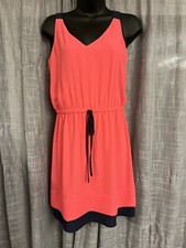 Ann Taylor Loft Petites Size Small Coral And Navy Dress