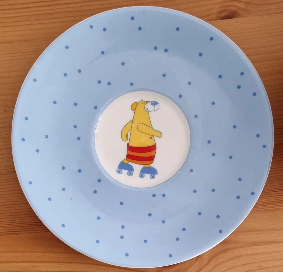 Haba Porzellan Set Rollschuhbär Müsli Schale / Teller / Tasse  - Bild 4 von 4