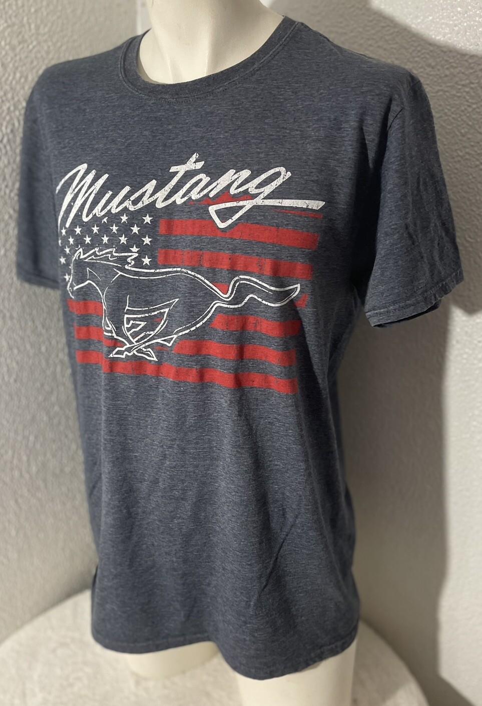 T shirt uomo taglia grande grigia Ford Mustang maglietta manica corta con logo pony