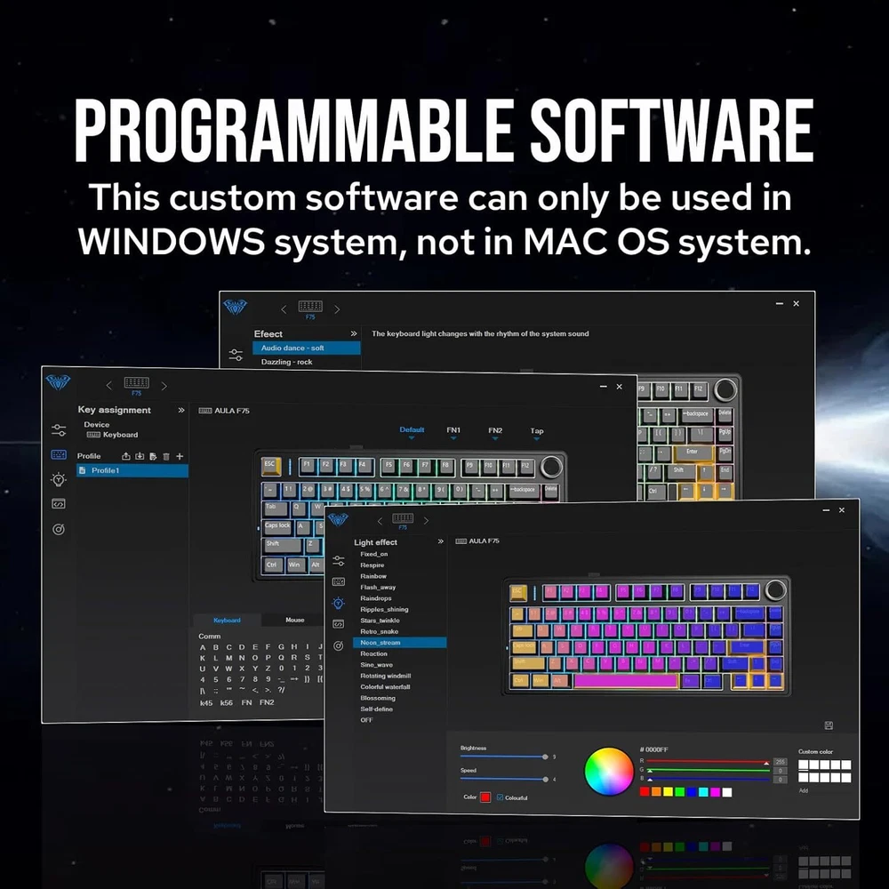 Mechanical Keyboard, 75% Wireless Hot Swappable Gaming Keyboard with Five-Layer