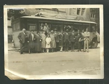Vintage 1920s Black & White B&W Photograph of Tour Bus Rothenburg A.T. Germany