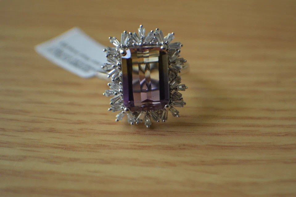 Anillo de platino/circón Anahi premium de 10,00 quilates sobre plata fina talla 9 Foto 4 de 4