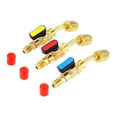 Air Conditioning Refrigerant Ball Valve 1/4   SAE, Brass HVAC Angled Shut-Off