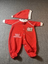 VINTAGE 1990'S BABYGRO INFANT BABY'S FIRST CHRISTMAS SLEEPWEAR -0-3 Months