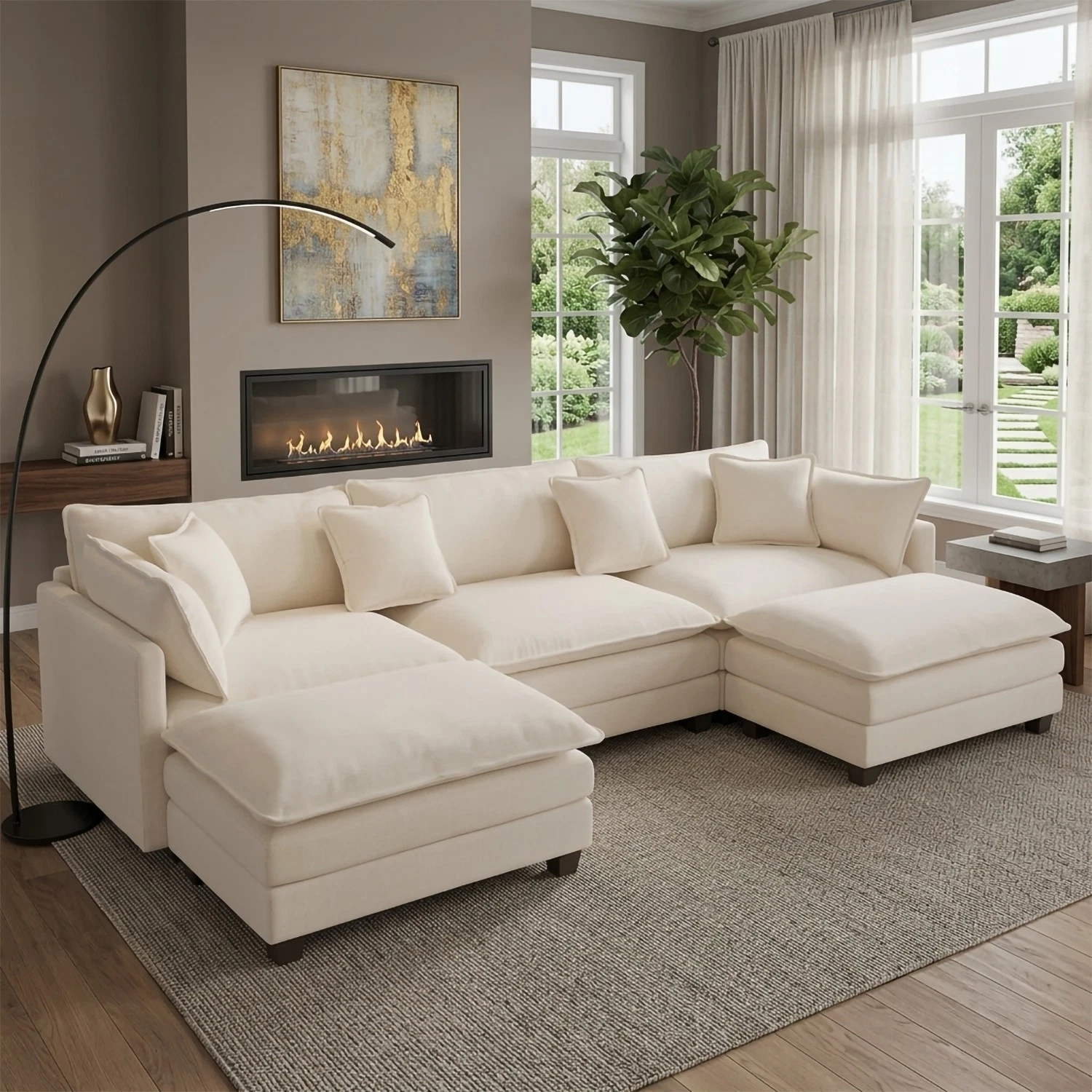 Modern Cloud Sectional Sofa L Shape Modular Couch w/Ottoman Deep Seat 4 Sofa.
Opens in a new window