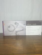 Allen Roth-Bathroom Set-NEW-3Pcs-w/Towel Bar  Ring-Toilet Paper Holder Chrome