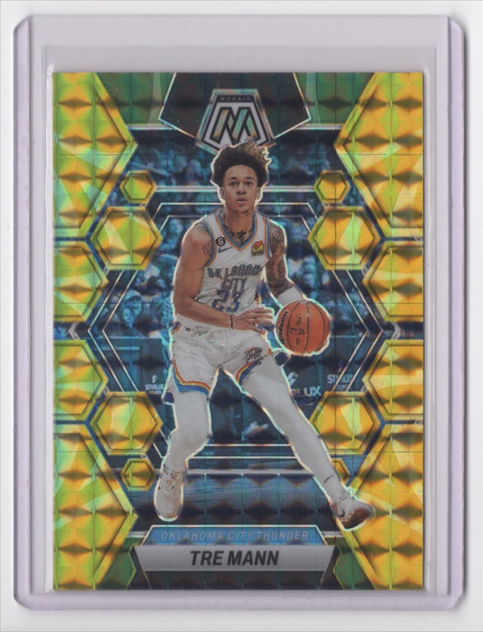 2022-23 Panini Mosaic Reactive Yellow Tre Mann Oklahoma City Thunder #186