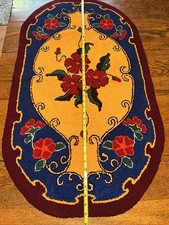 Colorful latch hooked rug Farmhouse