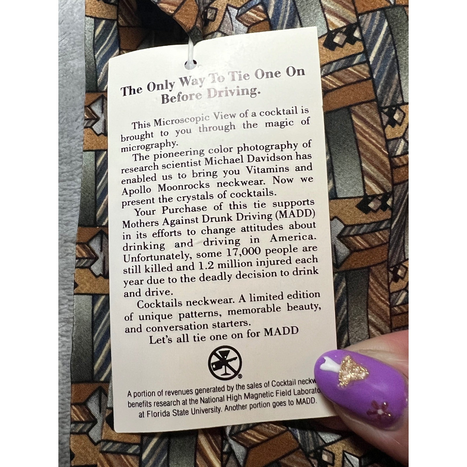 Stonehenge Molecular MADD Expressions Silk Tie Rum Cola Novelty Geometric Wide image 2