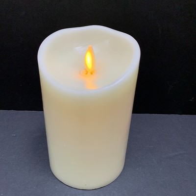 LUMINARA Ivory Flameless 5.5'' Pillar Wax Candle Moving Flame White QTY AVAIL