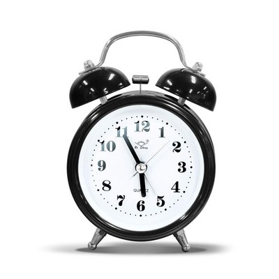 OWill Twin Bell Alarm Clock with 3D Dial Simple, Super Extra Small, Black 