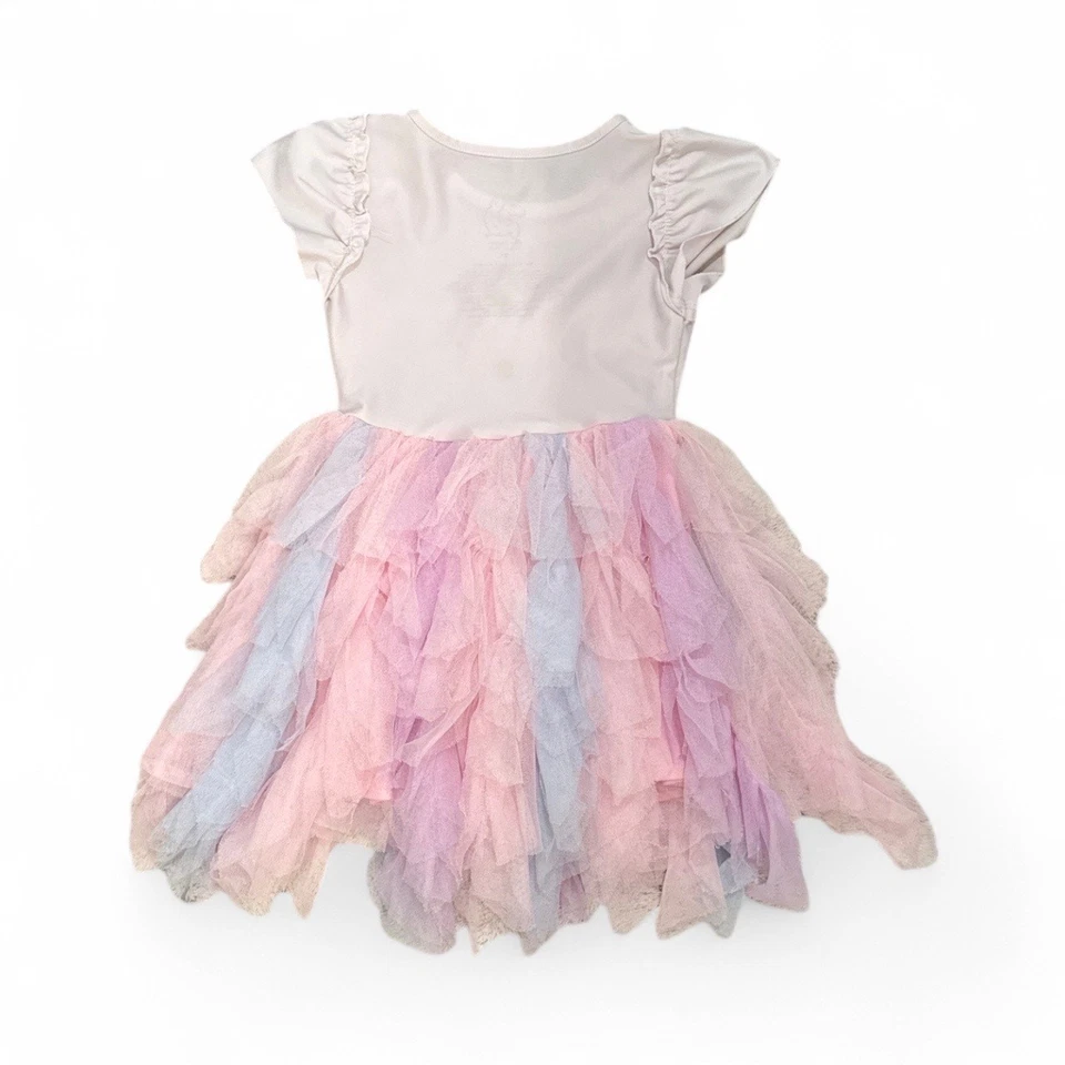 Vestido arco iris de tul afro unicornio para niñas 2T  Foto 2 de 4